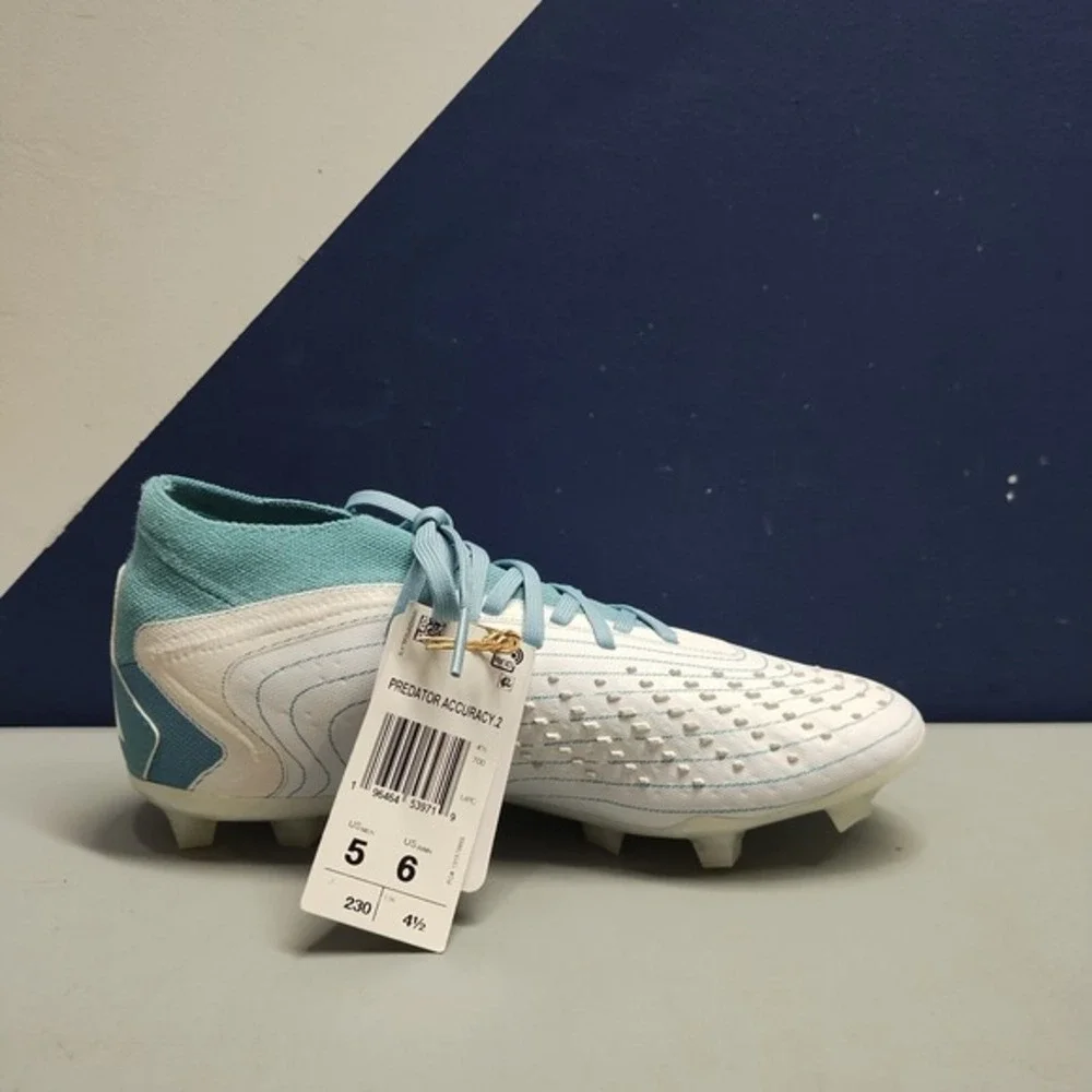 Adidas Predator Accuracy.2 FG Soccer Cleats Men US 5 White Blue Athletic Lace-Up